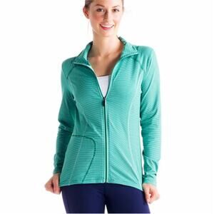LoLe Women's Essential Cardigan Glade Green Stripe Size M